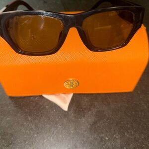 Tory Burch Black Sunglasses with Bold Orange Case
